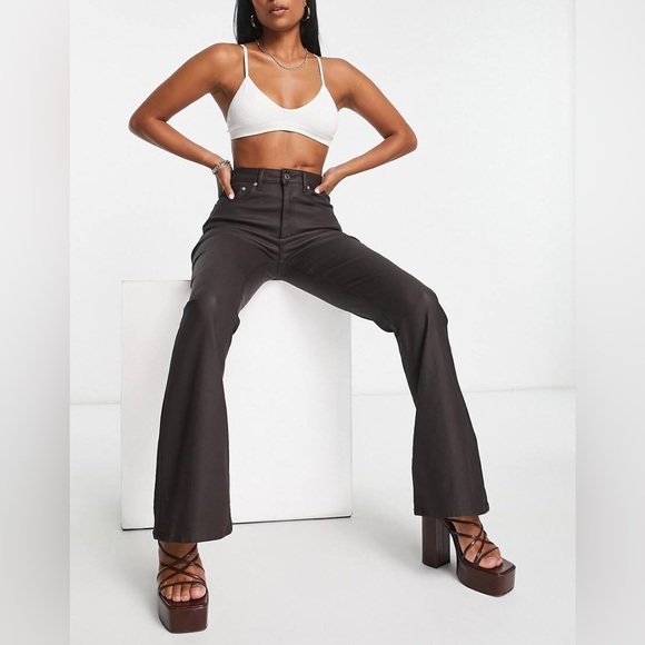 ASOS Design Power stretch flared jeans in coated chocolate brown 🍪 NWT 34/30 🍪 - Picture 6 of 12